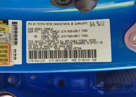 2021 Toyota Tacoma Trd Sport z USA, uszkodzony, nr VIN 3TYCZ5ANXMT039972